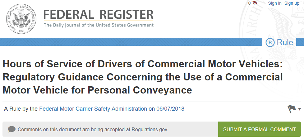 screenshot of Federal Register post