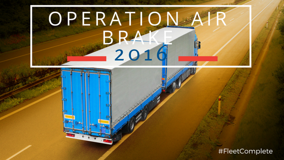 truck on a highway with notice about operation air brake 2016 DOT inspections.