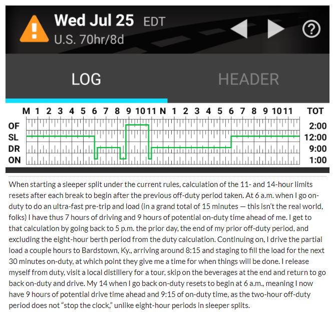 Screenshot of a Driver Daily Log in the BigRoad ELD app
