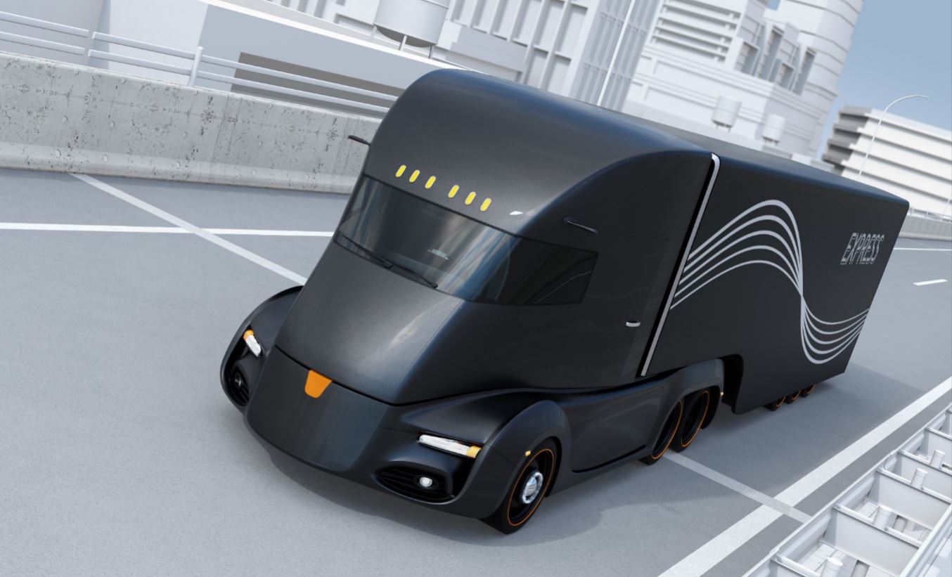 Futuristic self-driving truck.