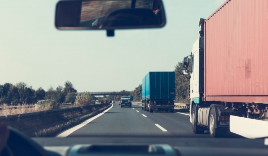 semi trucks on a highway